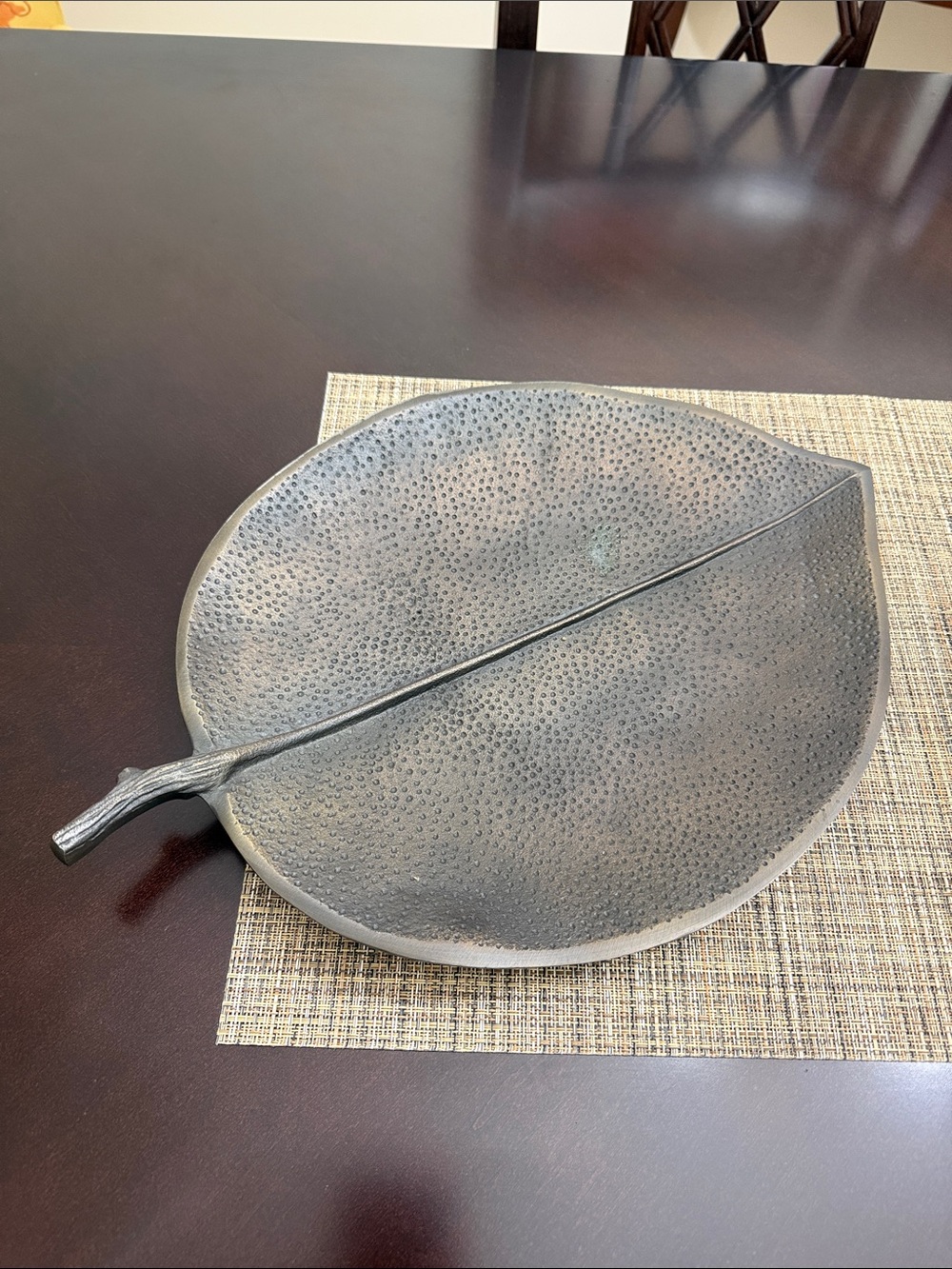 Crate and Barrel decorative metal leaf tray